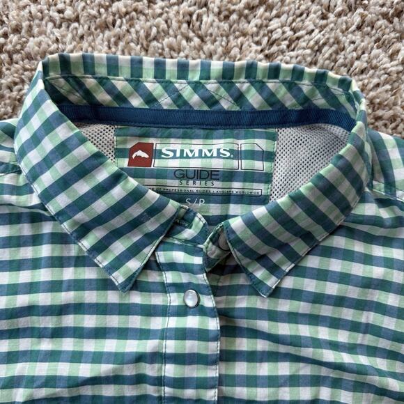 Simms Fishing Guide Series Pearl Snap LS Shirt Green Plaid Women’s Size Small - Picture 4 of 7